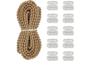Antfly Plastic 10 Meters Blinds Beaded Chain Cord - Vertical Roman Roller Shade Blind Ball Chain Repair with 10 pcs Connector Clips Thickened Version (Brown)