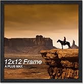 A PLUS MAX 12x12 Picture Frame Black Light Weight Wall Mount | 12 x 12 Inch Black Wood-grain Engineered Wood Material Frame for 12by12 Square Photo Poster - 1 Pack/Black/12x12