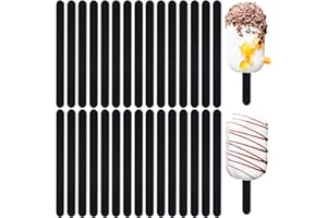ROMOOA 30 Pieces Acrylic Sticks Reusable Cakesicle Sticks Cake Pop Mold Mirror Ice Pop Sticks Ice Cream Cakesicle Mold for Home Cake Candy Gifts Party Craft (4.5 Inches, Black)