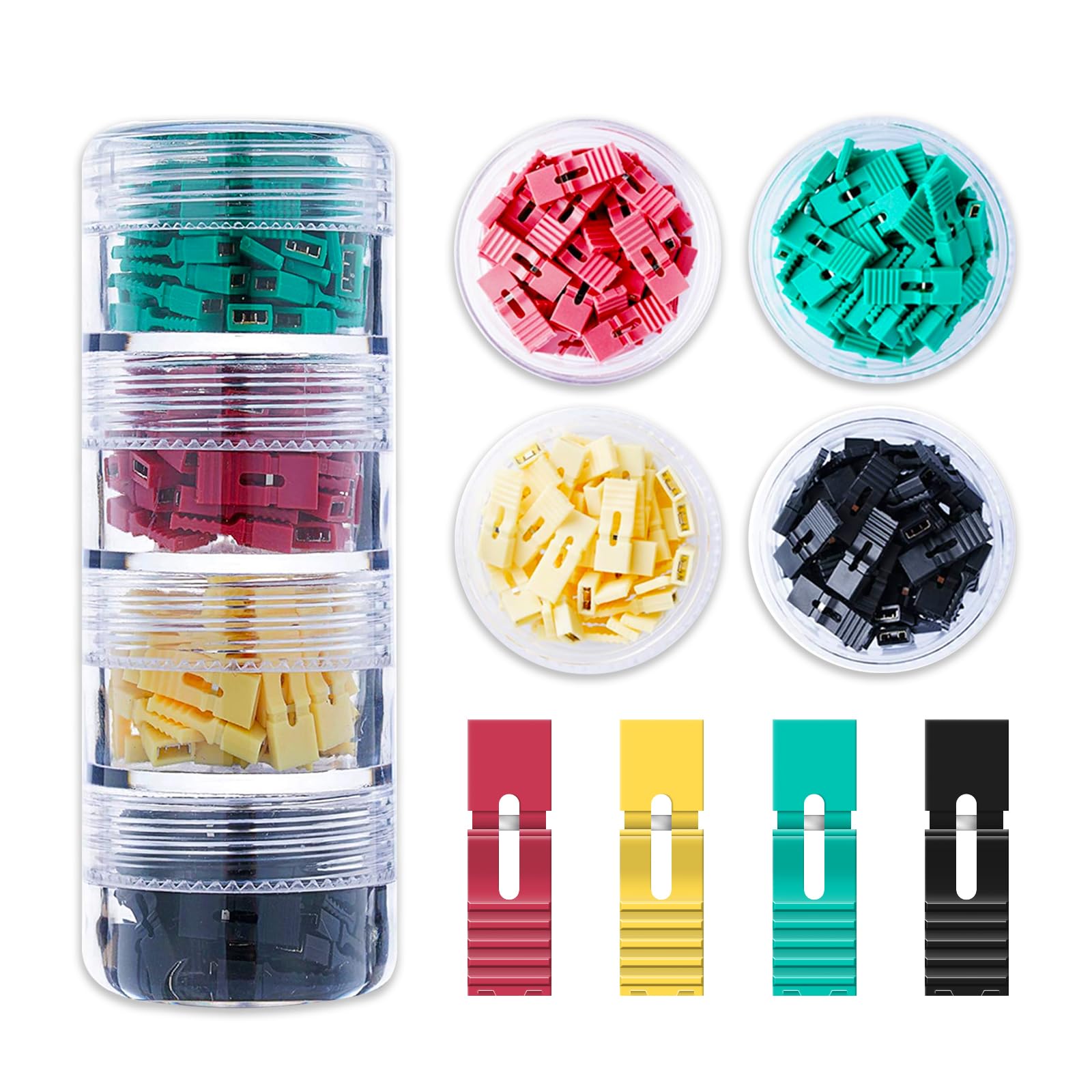 CQRobot 200 Pieces Standard Computer Jumper Caps with Handle Pin Shunt Short Circuit 2P Connector (Shunts). Suitable for Arduino Raspberry Pi PCB PC DVD HDD Motherboard Shorting and Other Items. — image 1