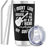 EchoMaven Gifts for Guitar Players, Best Gifts for Guitarists Men Women - 20oz Stainless Steel Tumbler with Lid and Straws, Cool Present for Music Lovers, Black