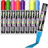Celepen Window Chalk Markers for Cars Glass Washable, 8 Colors Jumbo Liquid Chalk Marker Pens with 10mm 3 in 1 Nib Wide Tip, Chalkboard Markers Car Window Paint Pen for Auto, Mirror, Poster