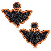 Halloween Earrings Beaded Witch Bat Dangle Drop Earrings for Women Girls Halloween Party Cosplay Ear Studs Halloween themed jewelry