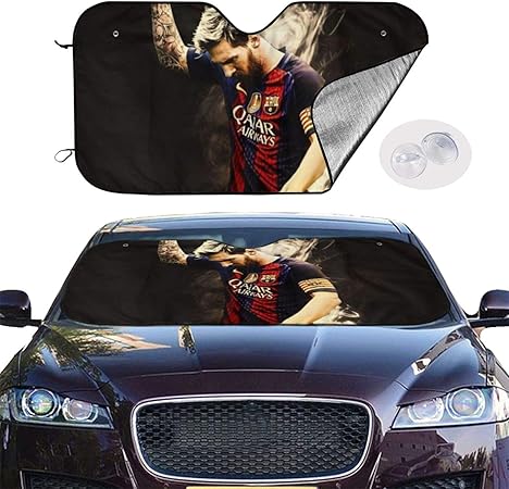 Amazon Messi メッシ Fcバルセロナ 車サンシェード カーサンシェード 折り畳み式 車フロントガラスカバー 遮光 断熱 吸盤付き 紫外線 カット 日焼け防止 付け外し簡単 四季対応 車 バイク 車 バイク