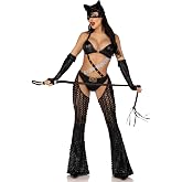 Leg Avenue Women's 3 Pc Mistress Kitty Halloween Costume With Catsuit