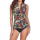 WOWENY Women Rash Guard Sleeveless Swim Shirts UPF 50 Sun Protection Swimsuit Tops Bathing Suit Top No Bottom