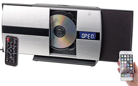 auvisio Kompaktanlage: Vertikale Stereoanlage mit Bluetooth, CD, MP3, Radio, AUX, NFC, 20 W (CD Player)