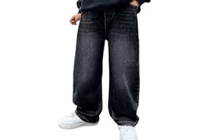 Boys Baggy Jeans for Kids Teen Straight Wide Leg Y2k Denim Jeans 2025 Fall Elastic Waist Casual Trousers Streetwear