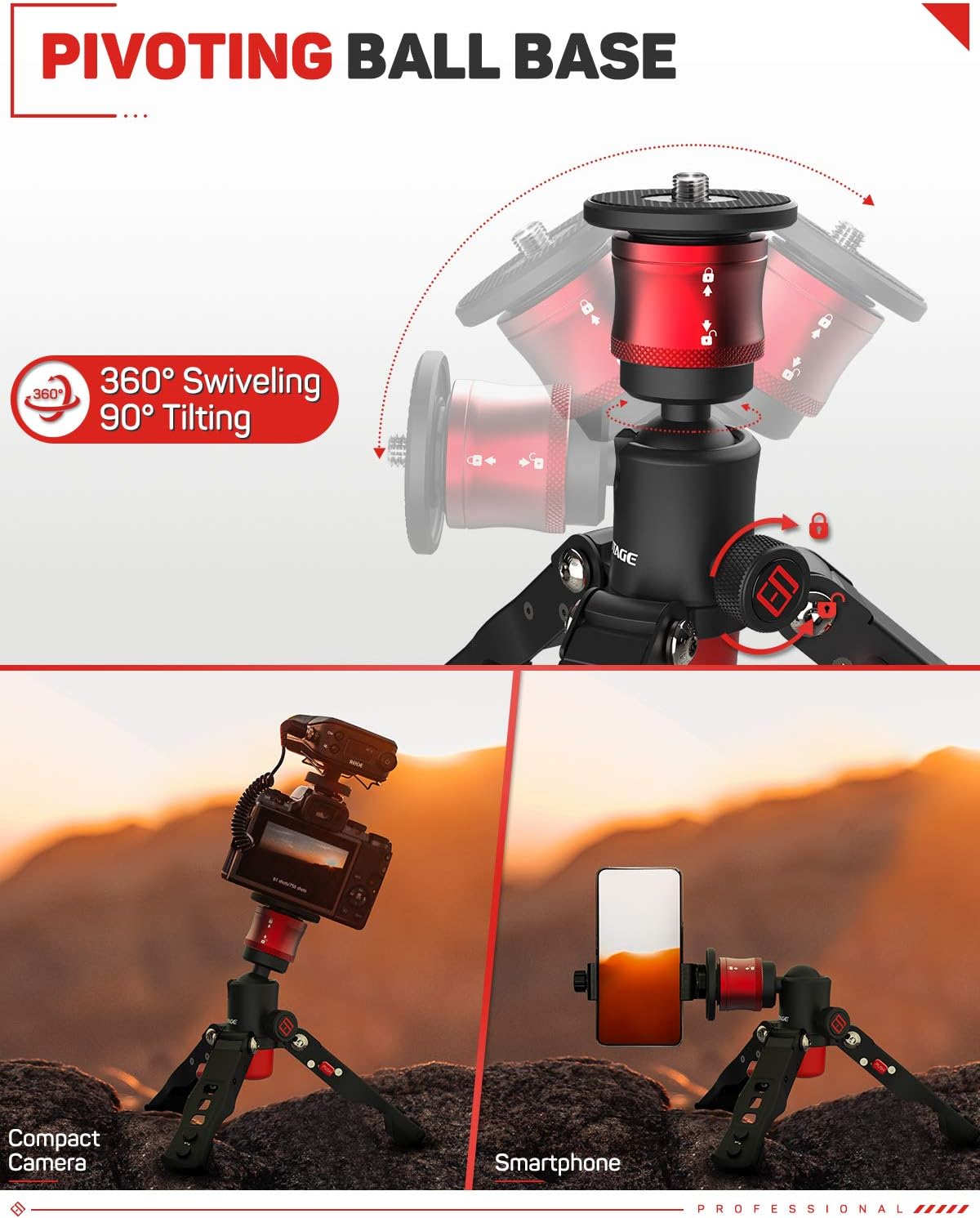 IFOOTAGE Tabletop Tripod, Portable Desktop Mini Tripod Stand with 3/8 and 1/4 inches Quick Release Plate, Max Load 17.6 lbs for DSLR Camera, Video Camcorder, Mobile Phone and Action Cameras : Camera & Photo