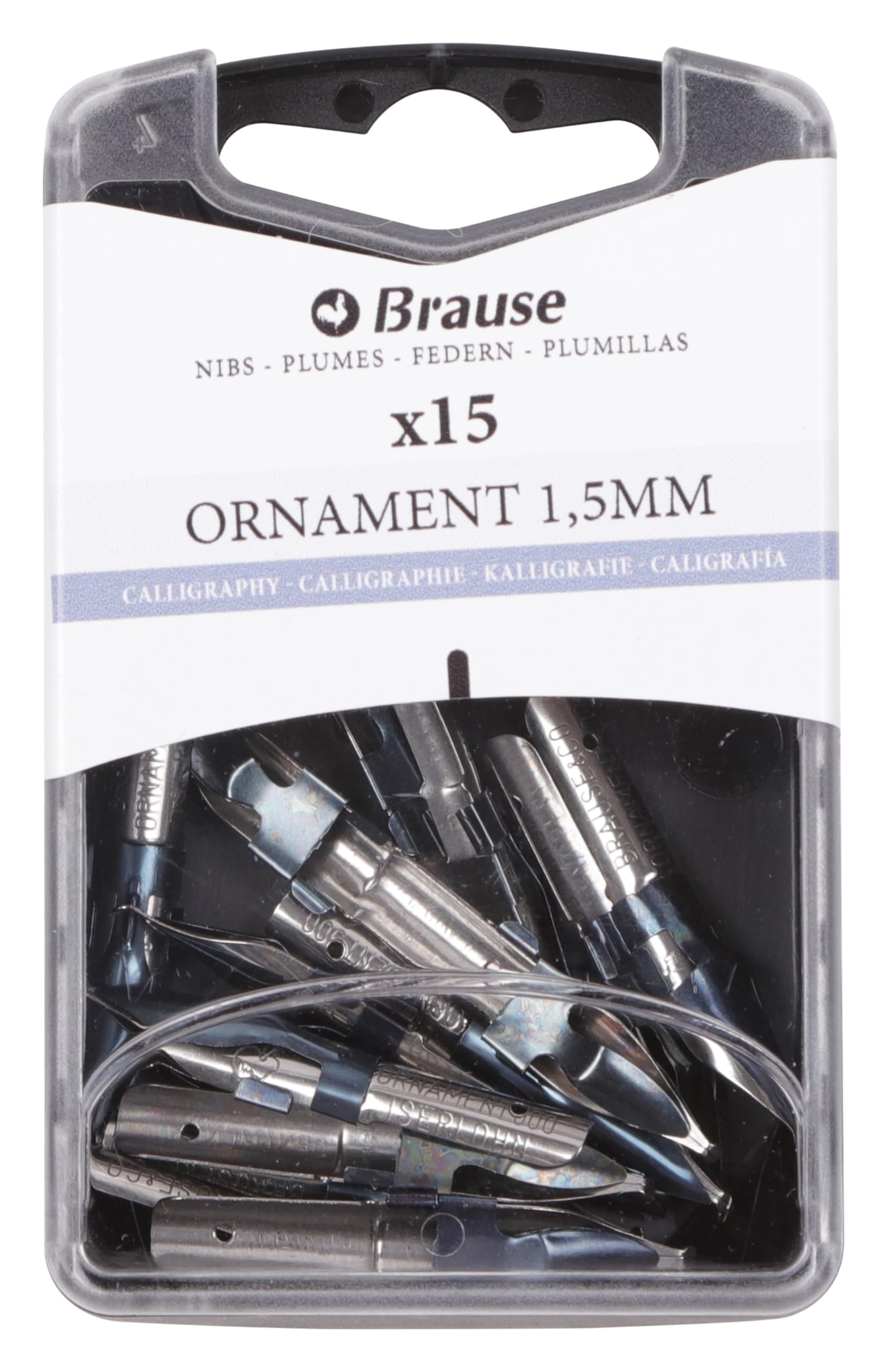 Brause 152015B - Lettering nibs for nib holders - Box of 15 Ornament 1.5mm nibs - Made in Germany - Lettering - Calligraphy - Writing - Arts and Crafts