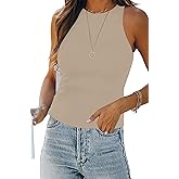 KEEPBEAUTY Womens Halter Tops Summer Sleeveless Shirts Sexy High Neck Fitted Tops Racer Back Tank Tops Blouses