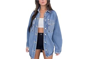 PAOLA RIBONI Womens Denim Jacket Wash Jean Jacket Coats With Pockets