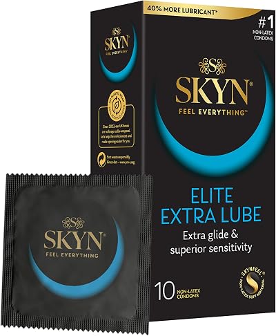 SKYN Elite Extra Lube Condoms Pack of 10 Ultra-Thin Lubricated Latex-Free