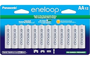 Panasonic BK-3MCCA12FA eneloop AA 2100 Cycle Ni-MH Pre-Charged Rechargeable Batteries, 12 Pack