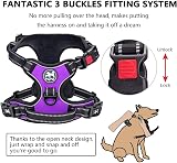 PoyPet No Pull Dog Harness Reflective Adjustable Easy Control Handle Purple S view 3