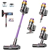 Cordless Vacuum Cleaner, 650W 55KPA 70 Mins Vacuum Cleaners for Home, Self-Standing Cordless Vacuum with Charging Dock Station, LED Display, Upgraded Anti-Tangle Stick Vacuum for Pet Hair/Carpet/Floor