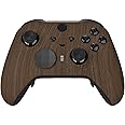 eXtremeRate Wood Grain Patterned Faceplate Cover, Soft Touch Front Housing Shell Case Replacement Kit for Xbox One Elite Series 2, Xbox Elite 2 Core Controller Model 1797 - Accent Rings Included