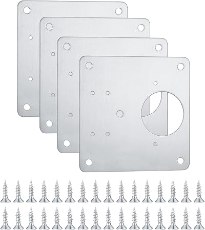 XiangJunly 4 Pcs Stainless Steel Cabinet Hinge Repair Plates with 32 Screws