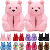 DOVORSY Women's Funny Teddy Bear Slippers | Cute Cozy Fuzzy House Slippers,Soft Warm Plush,Gift Choice