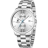 GOLDEN HOUR Fashion Business Mens Watches with Stainless Steel Waterproof Chronograph Quartz Watch for Men, Auto Date