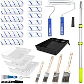 Rhibak Paint Roller Kit with Extension Pole, 27 Piece Set, 2 to 4 Ft Pole, 4"9" Paint Rollers, Paint Brushes Set for Professional Painting,House Paint Roller for All Latex and Oil Paints &amp; Stains