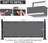 LOVE STORY Balcony Privacy Screen 75x300cm Waterproof PES UV Protection Charcoal view 3