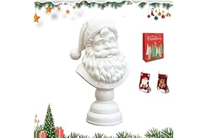2025 New Santa Bust Christmas Tabletop Decoration,6 Inch White Santa Claus Head Statue Resin Home Decor,Xmas Figurine Craft D