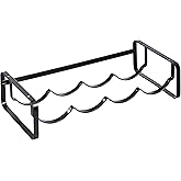 Amazon Basics Tabletop Stackable 4-Bottle Metal Wine Rack, Wine Storage, Space Saving, No Assembly Required, 3.74"D x 15.75"W x 7.87"H, Black