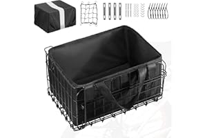 ONZILLO Bike Basket Rear, Bicycle Basket Foldable with Rainproof Cover and Removable Liner Bag, Metal Electric Basket for Adu