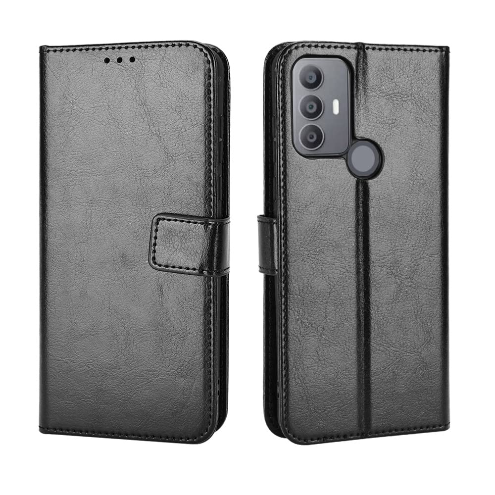 BAILI Wallet Case for TCL 306/305 Case, Leather Phone Case Compatible with TCL 306/305, Wallet Magnetic Cover with Credit Card Slots and Flip Stand, Black