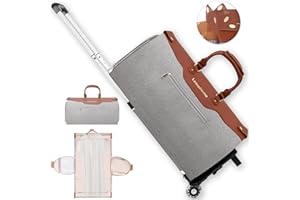 LEMOHOME Garment Bags with Wheels,Carry On Duffel Bag for Travel,Halfday Garment Suitcase for Dress & Suit,Shoulder Strap and Shoes Compartment,Convertible Rolling Weekender Flight Bags for Women and Men