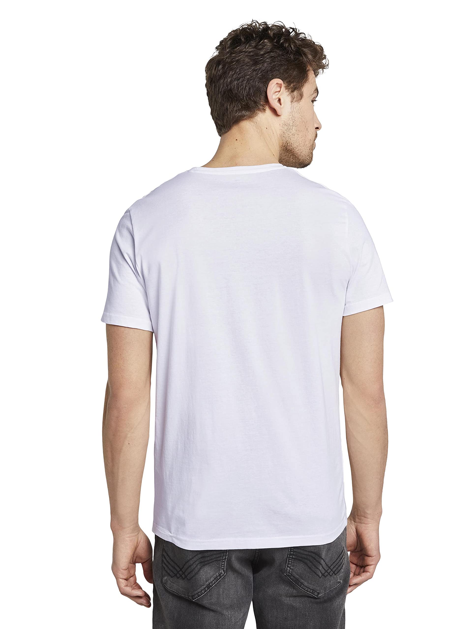 TOM TAILOR Herren Doppelpack Crew Neck T-Shirt, Weiß, M 3