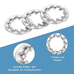 uxcell M8 50Pcs Internal Tooth Washers, 304