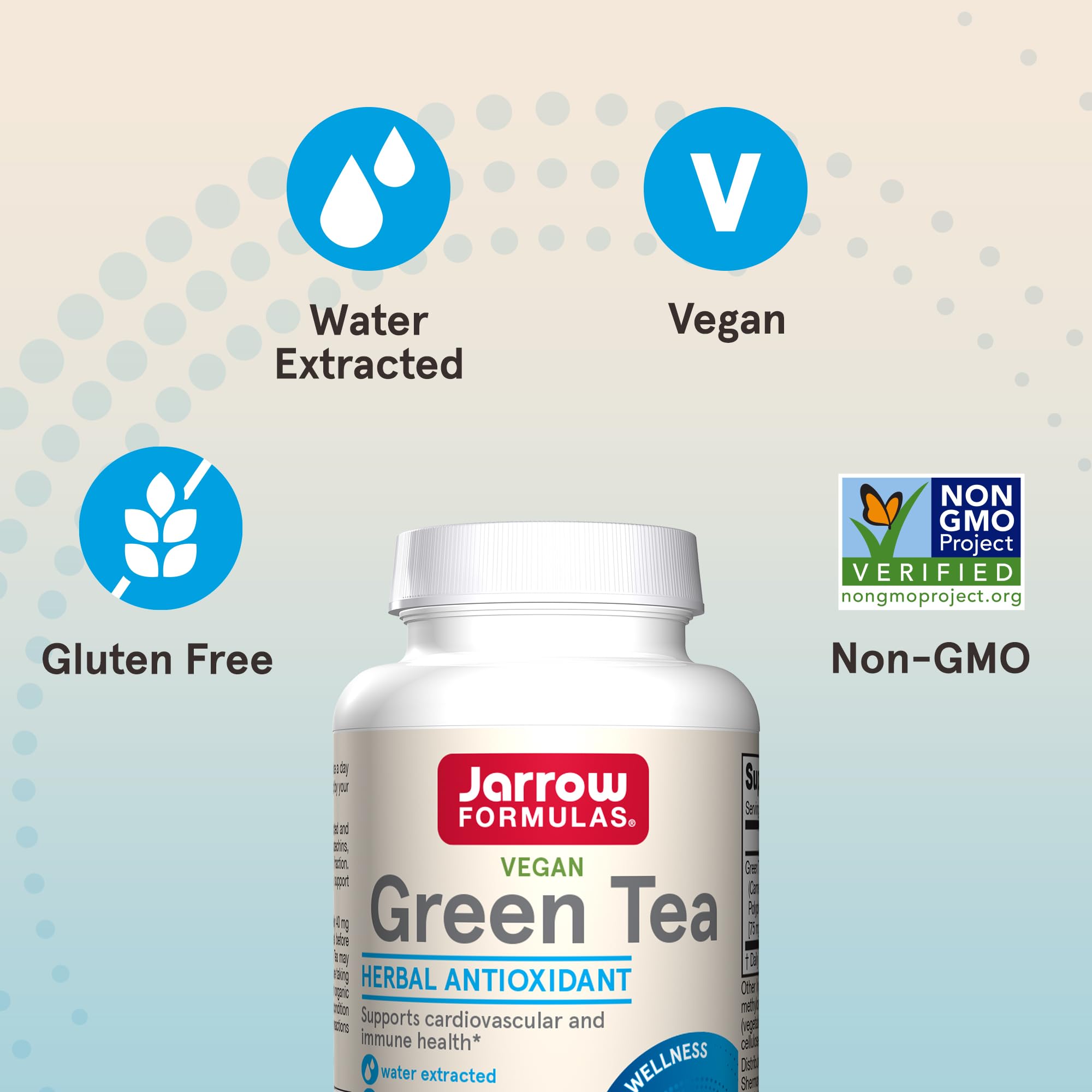 Jarrow Formulas Green Tea Herbal Antioxidant 500 mg, Dietary Supplement, Cardiovascular and Immune Health, 100 Capsules, 100 Day Supply