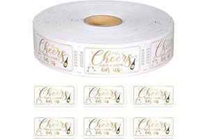 ABURRORI 1000 Pcs Drink Ticket Single Raffle Tickets Roll Golden Cheers Free Drink Ticket for Events Wedding Work Formal Parties Leisure Class Reward