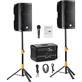 EXOTON MX-P12 Portable PA System with Dual 12" Speakers &amp; 10-Channel Mixer | Professional High-Powered Bluetooth PA System for Weddings, Concerts, Large Parties