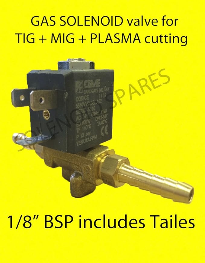 CEME Solenoid Valve MIG and TIG Welder Plasma. 1/8" BSP + 6mm Tails