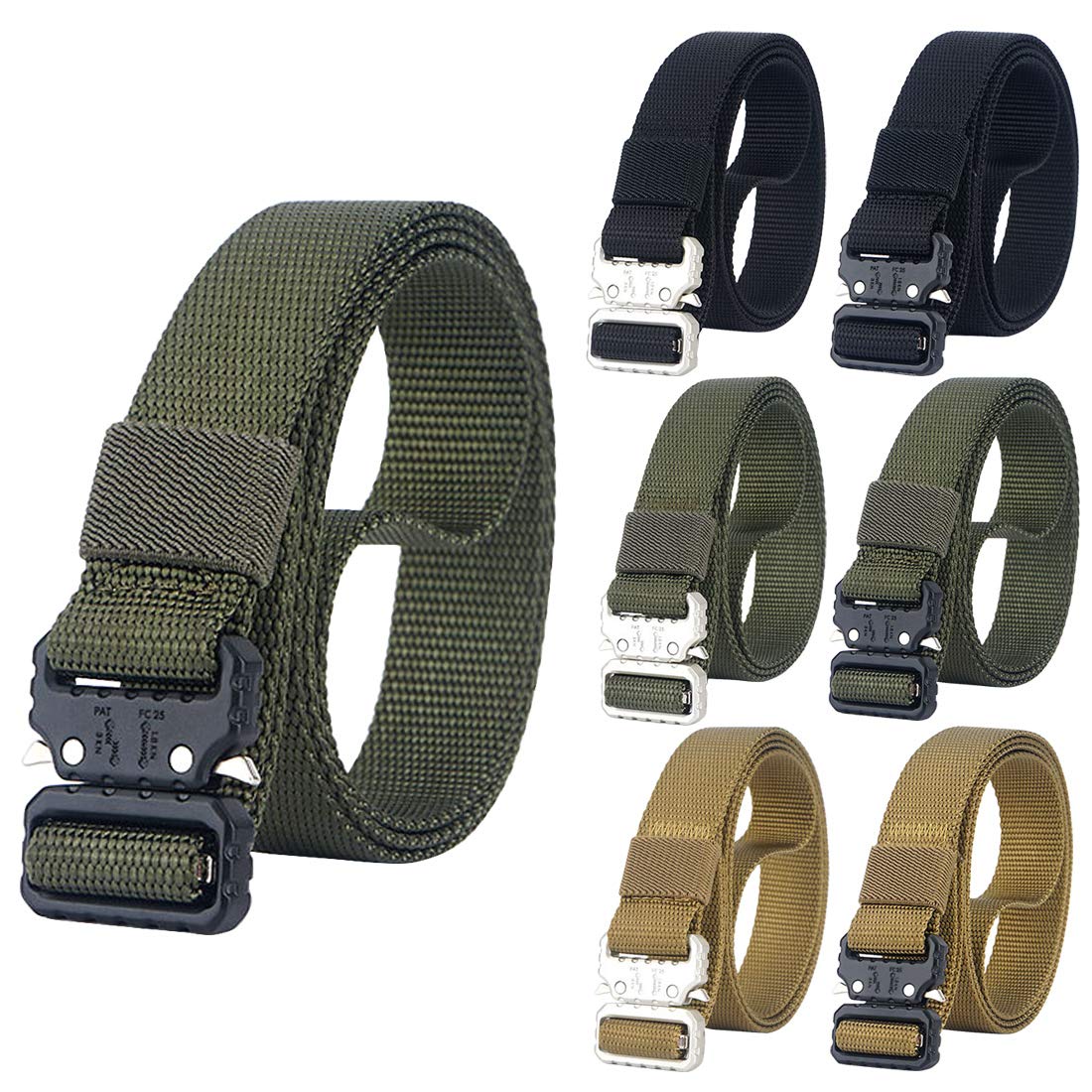 NiceShop16 Quick Release Nylon Belt Heavy Duty Military Webbing Belts 1 inch wide