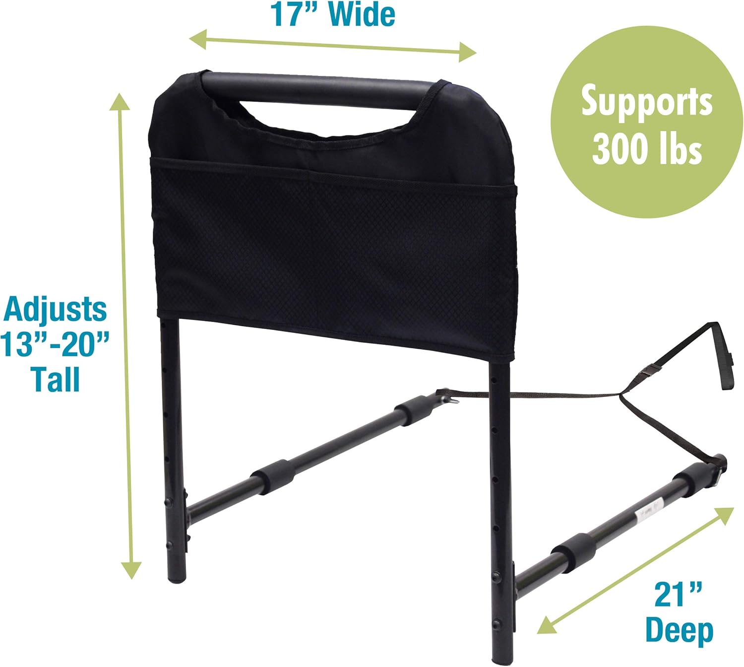Able Life Bedside Safety Handle, Senior Bed Rail and Adjustable Height Assist Bar with Organizer Pouch: Health & Personal Care