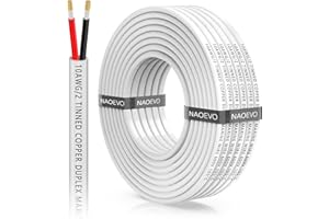 NAOEVO 10 Gauge Marine Wire Duplex, 10 AWG Stranded PVC Marine Electrical Wire, Waterproof/Corrosion Resistant/Tinned Copper Electrical Cable for Boat/Automotive/RV/Solar (30FT)