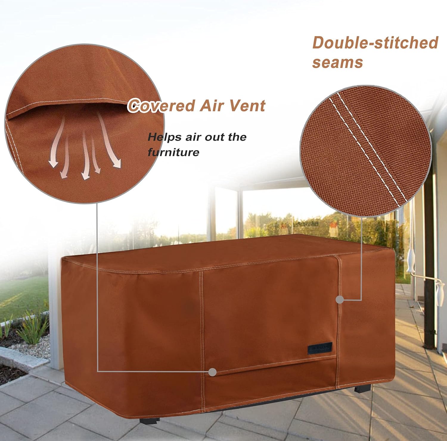 NettyPro Outdoor Fire Pit Table Cover 48 inch Rectangular Deck Box Cover Waterproof Heavy Duty Patio Firepit Cover, Brown : Garden & Outdoor