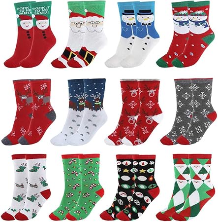 Regali Di Natale Da Donna.Comtervi 12 Paia Di Calzini Di Natale Calzini Di Cotone Da Donna Calzini Di Natale Calzini Di Natale Regali Di Natale Per Ragazze Donne Donne Amazon It Casa E Cucina
