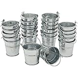 24 Pack Mini Metal buckets, Small Tin Pails with Handles for Party Favors, Decorations (2 inch)