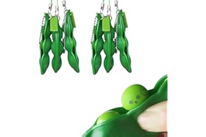 Acerich 6 Pack Edamame Keychain Fidget Toys - Squeeze-a-Bean Puchi Puti Mugen Keyring Pea Keychain Soybean Toys Gift