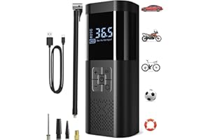 TEMOLA Tire Inflator Portable Air Compressor, Powerful Cordless Tire Inflator with LED Light, Mini Air Pump Car Accessories Essentials for Men, Tire Pump with Pressure Gauge for Car Bicycle