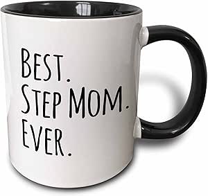 3dRose Best Step Mom Ever Mug, 11 oz, Black