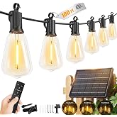 Brightown 100FT Solar String Lights Outdoor, 31+2 Shatterproof LED Bulbs | Waterproof, Remote Control, Dimmable, Timer, 3 Lig