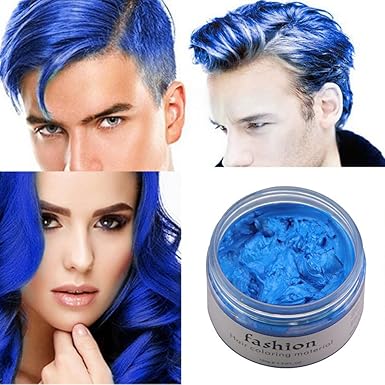 Amazon Com Haxikocty Men Women Disposable Diy Natural Hair Color Wax Mud Dye Cream Temporary Modeling For Cosplay Party 1pcs Blue Clothing