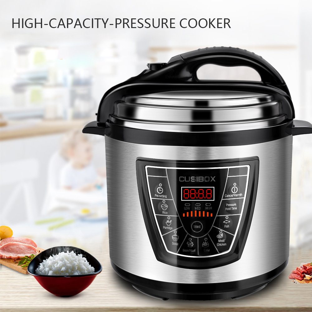 Electric Pressure Cooker, CUSIBOX Multifunctional Electric Pressure Cooker, Stainless Steel 6Qt 1000W Rice Cooker, Egg Cooker, Steamer and Warmer