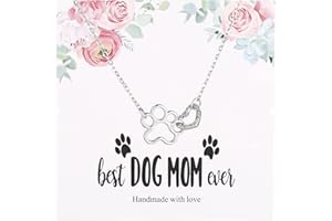 DHQH Best Dog Mom Ever Gifts for Women - Dog Paw Print Necklace Gifts Dog Lovers Gifts for Women girls Mothers Day Birthday Gifts for Dog Lovers